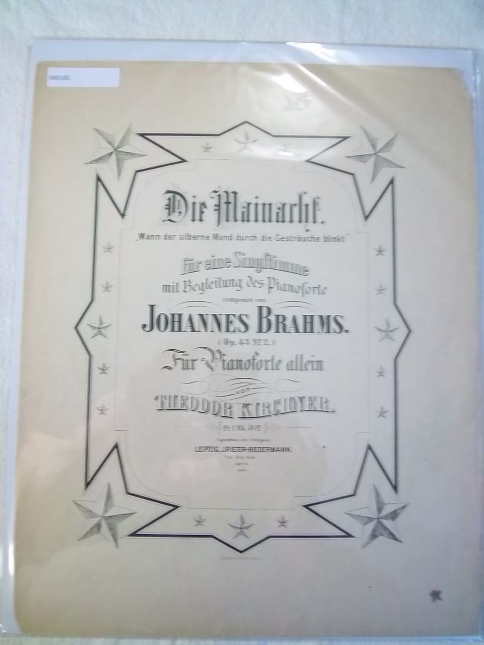 Die Mainacht Op 43 No 2 In Eb By Johannes Brahms Paperback 1878 From Nocturne Books And Music Sku Die Mainacht Op 43 No 2 In Eb By Johannes Brahms Paperback 1878 From Nocturne Books And Music Sku