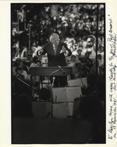 Black-and-white photograph signed in full and inscribed to Marilyn Horne, 1981