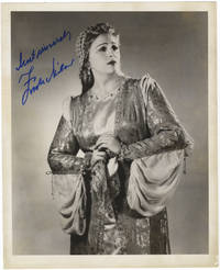 Three-quarter-length role portrait photograph of the soprano in the title role of Ponchielli's La Gioconda. Signed in full, inscribed "Most sincerely