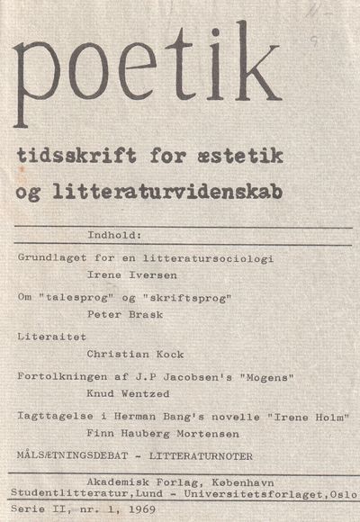 Poetik, tidsskrift for æstetik og…