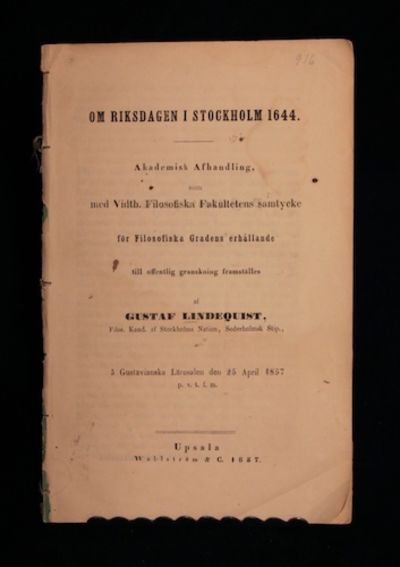 Om riksdagen i Stockholm 1644. Ak. avh.