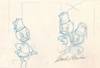 Donald Duck's Nephews, Huey, Dewey and Louie, Original Sketch Signed