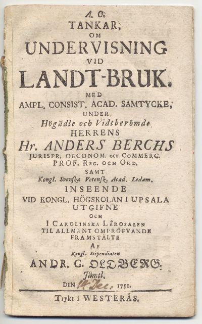 Tankar, om undervisning vid landt-bruk. A.a.