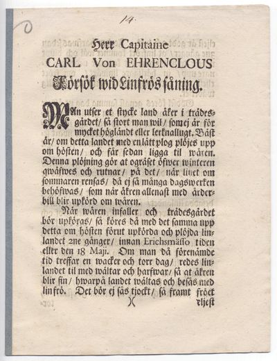 Herr capitaine Carl von Ehrenclous försök wid…