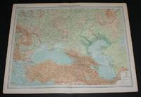 Map of &quot;Southern Russia&quot; from 1920 Times Atlas (Plate 46) including Moscow, Crimea, Black Sea and Caspian Sea and covering modern day Ukraine, Belarus, Moldova, Romania, Turkey, Georgia, Armenia, Azerbaijan etc by The Times and J. G. Bartholomew - 1920