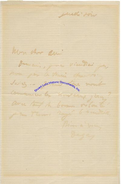 An Edgar Degas Autograph Letter Signed