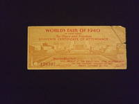 World's Fair of 1940 in New York For Peace and Freedom, Souvenir Certificate of Attendance.
