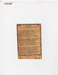 cover of Song sheet: ODE FOR THE EXHIBITION OF OVID ACADEMY. "Tune--Asia."