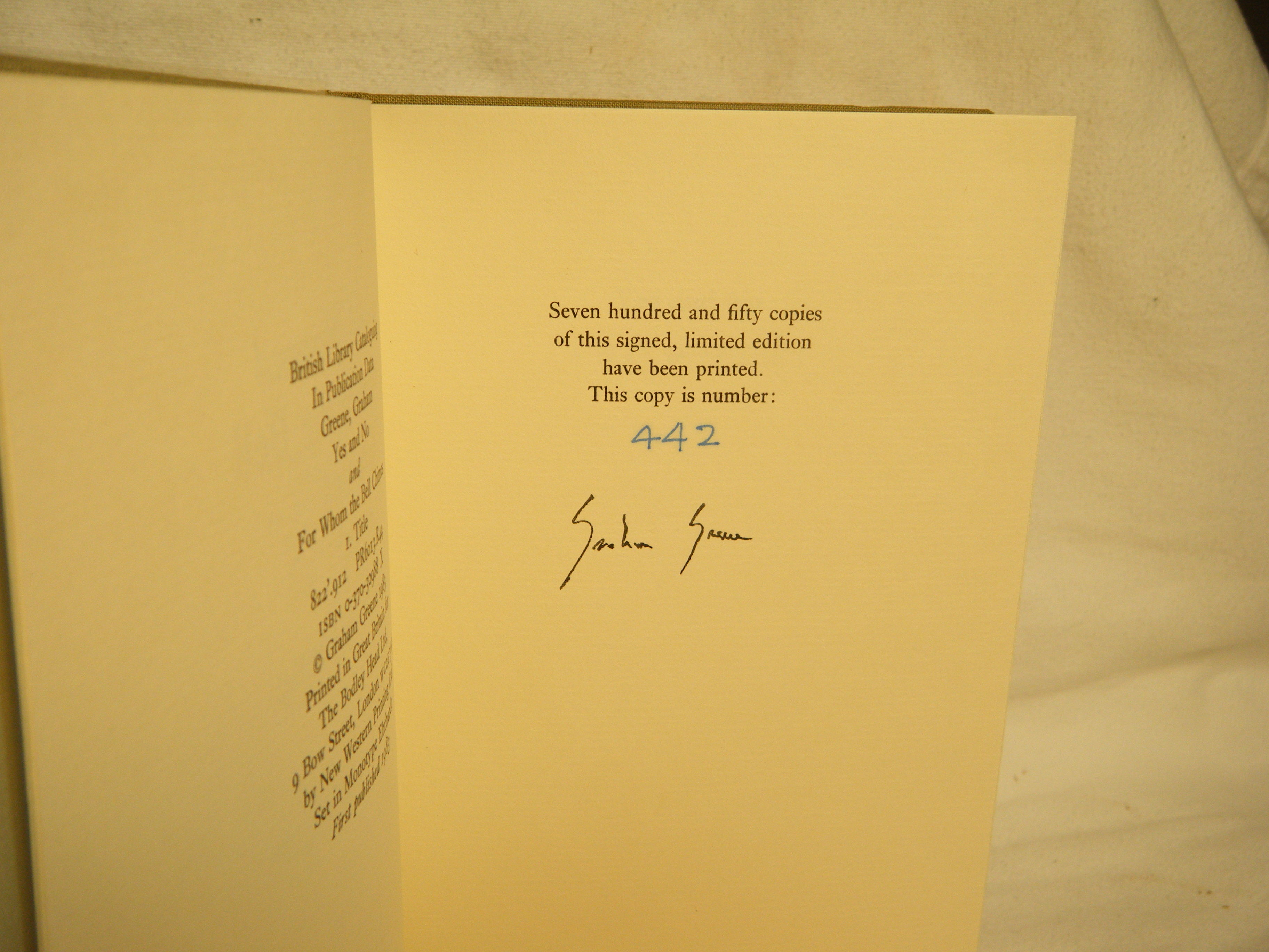 Yes and No ; And, for Whom the Bell Chimes by Graham Greene Hardcover