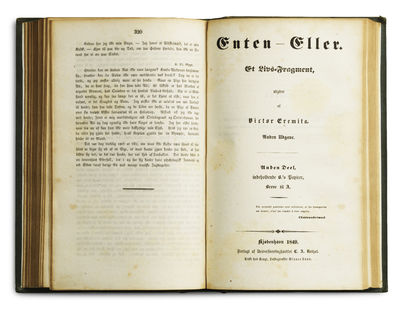 Enten – Eller. Et Livs=Fragment udgivet af Victor Eremita. Anden Udgave. Første Deel, indeholdende A.’s Papirer + Anden Deel, indeholdende B.’s Papirer, Breve til A. - [KIERKEGAARD’S OWN PERSONAL COPY OF EITHER-OR, WITH HIS OWN CORRECTIONS] (photo 4)