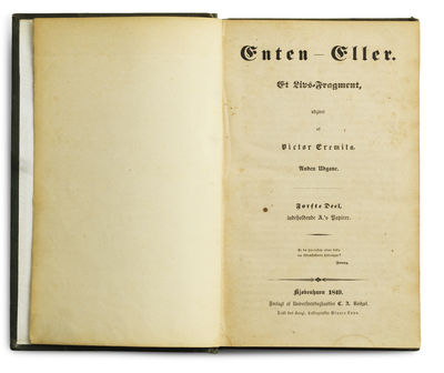Enten – Eller. Et Livs=Fragment udgivet af Victor Eremita. Anden Udgave. Første Deel, indeholdende A.’s Papirer + Anden Deel, indeholdende B.’s Papirer, Breve til A. - [KIERKEGAARD’S OWN PERSONAL COPY OF EITHER-OR, WITH HIS OWN CORRECTIONS] (photo 7)