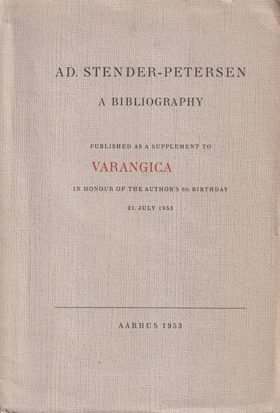 Ad. Stender-Petersen. A bibliography. Published…