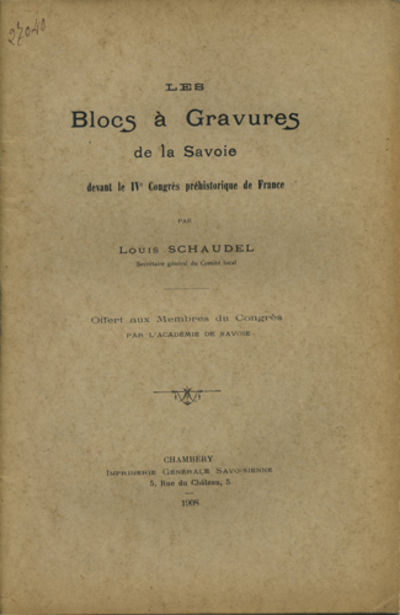 Chambéry, France: Imprimerie Générale Savoisienne, 1908. Offprint. Paper wrappers. A very good un...