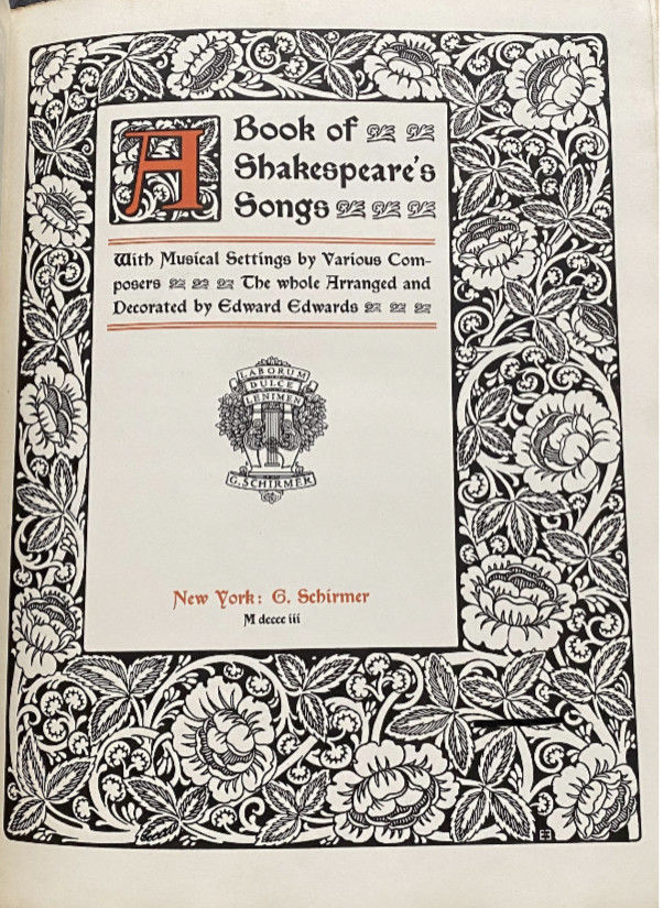 A BOOK OF SHAKESPEARE’S SONGS WITH MUSICAL SETTING