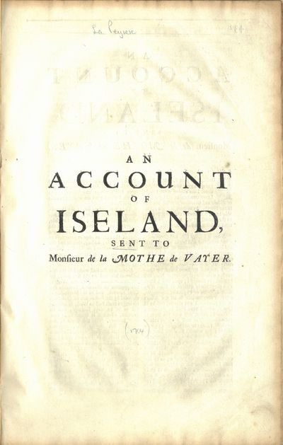 An account of Iseland, sent to Monsieur de la…