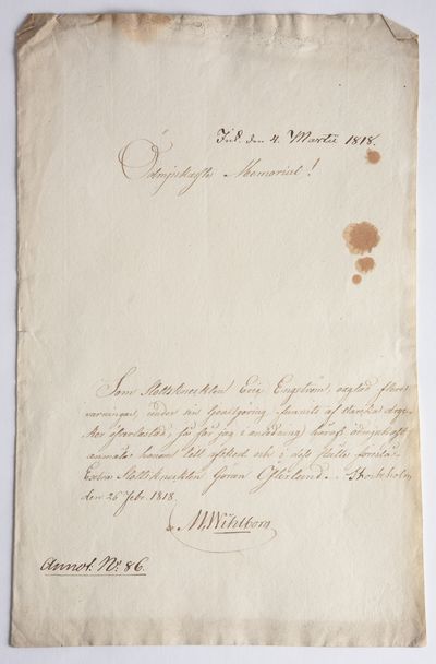 [Avsked av en försupen slottsknekt 1818]