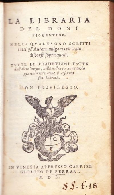 La libraria del Doni Fiorentino [with] La seconda libraria del doni