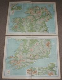 image of Map of Ireland in two sheets from the 1920 Times Atlas (Northern Section Plate 23 and Southern Section Plate 24) with small inset plans of Dublin, Belfast, Cork and Killarney