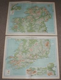 Map of Ireland in two sheets from the 1920 Times Atlas (Northern Section Plate 23 and Southern Section Plate 24) with small inset plans of Dublin, Belfast, Cork and Killarney de The Times and J. G. Bartholomew - 1920