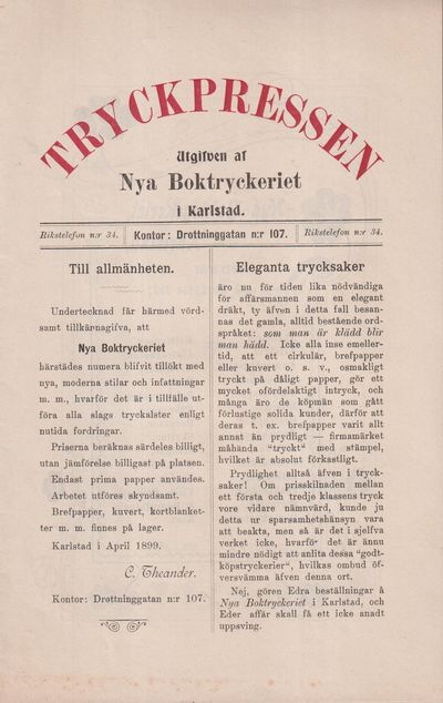Tryckpressen. Utgifven af Nya Boktryckeriet i…