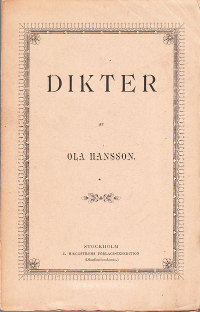 Dikter. [Utg. av] Z. Hæggströms…