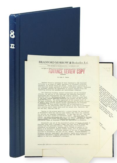 Galley Proof of Bradford Morrow Catalogue of Harry Valentine's Steinbeck Collection