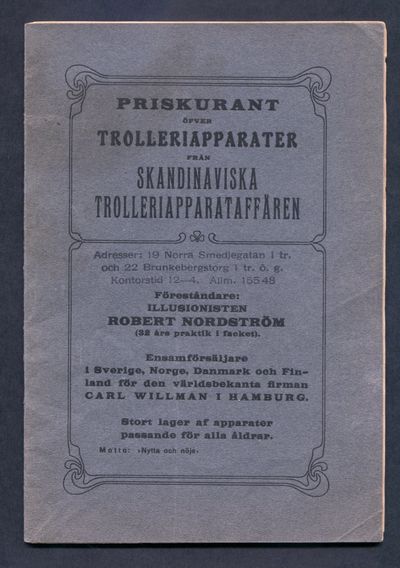 Priskurant öfver Trolleriapparater från…