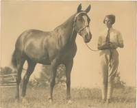 Original photograph of Olga Baclanova and a horse, circa 1930s