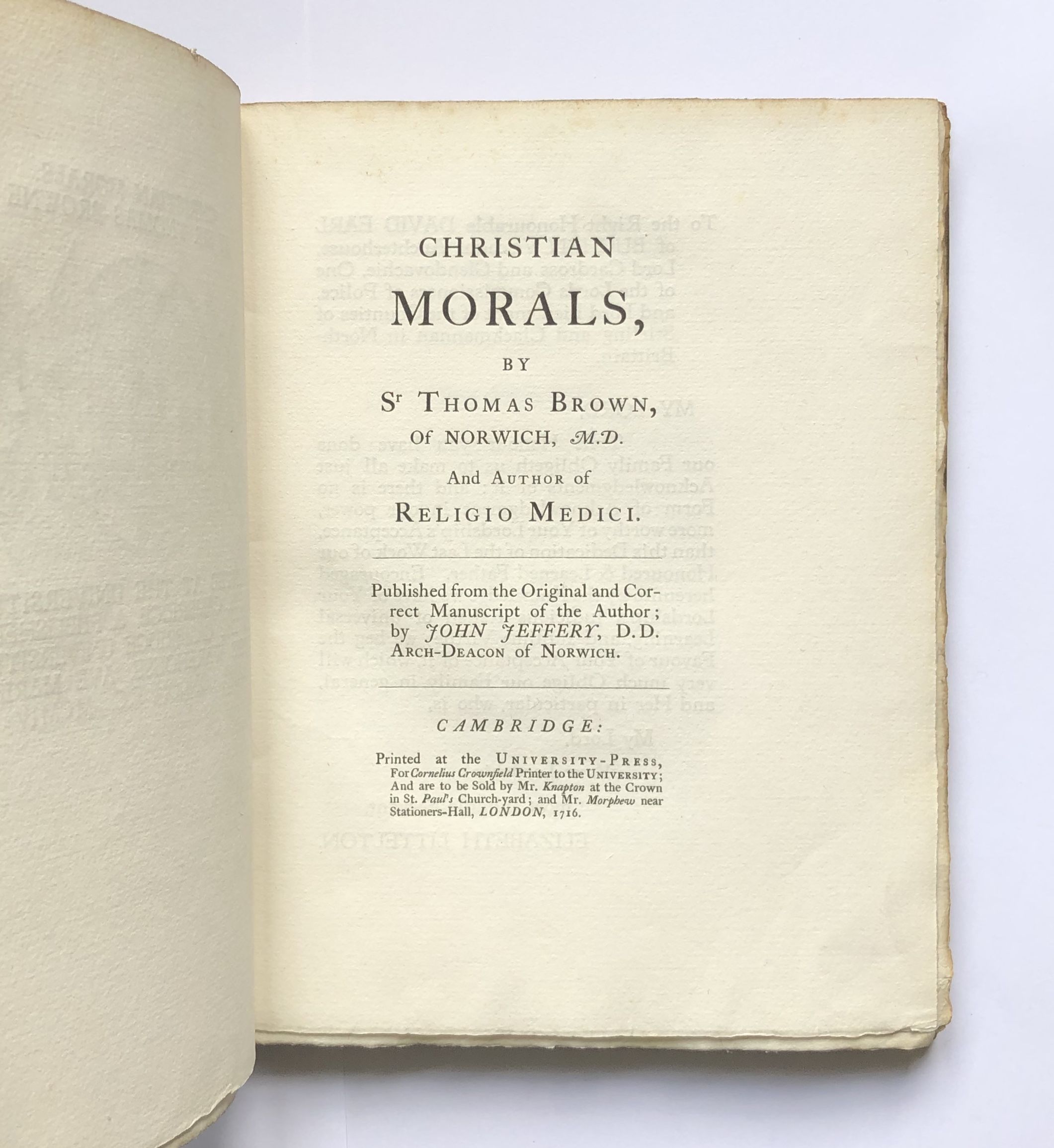 Christian Morals by Thomas (16051682) Browne 1st Edition 1904