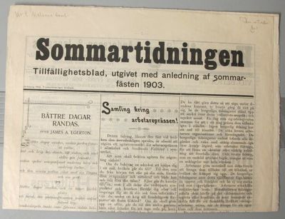Sommartidningen. Tillfällighetsblad, utgivet med…