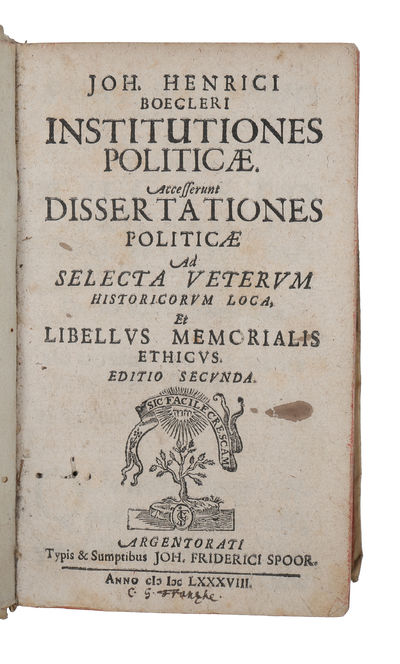 Institutiones politicae. Accesserunt dissertationes politicae ad selecta veterum Historiarum loca et libellus memorialis ethicus. Editio secunda (+) Notitia S.R. Imperii complures ante annos, ad usum privatum academicae institutionis, per titulos memo... (photo 2)
