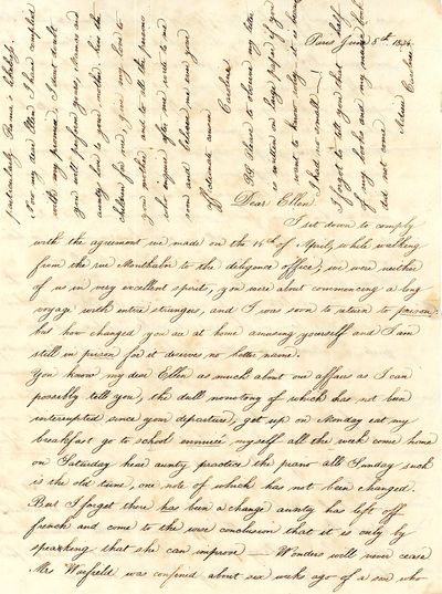 Autograph Letter Signed “Caroline”, Paris, June 8, 1834, to her cousin, Ellen Hemphill, c/o John Hemphill, Philadelphia.