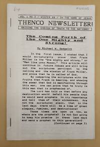 THENCO Newsletter Volume 1, Number 2, Winter 88 (Lead article: "The Coming Forth of the One Mighty and Strong" by Michael W. Sedgwick)