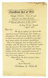 image of Advertisement for Cheap Edition of Insolvent Act of 1875