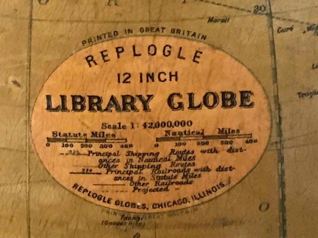 12 Inch Replogle Library Globe Sold At Auction: REPLOGLE GLASS LIGHT