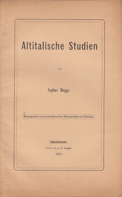 Altitalische Studien. Herausgegeben von der…