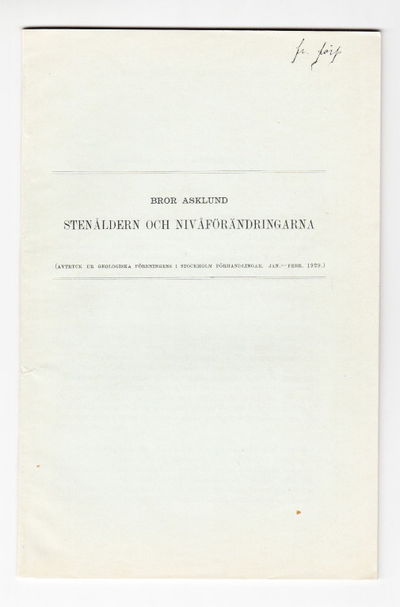 Stenåldern och nivåförändringarna. (Avtryck ur…
