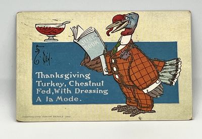 [THANKSGIVING] [POSTCARD] Thanksgiving Turkey, Chestnut Fed, With Dressing A la Mode
