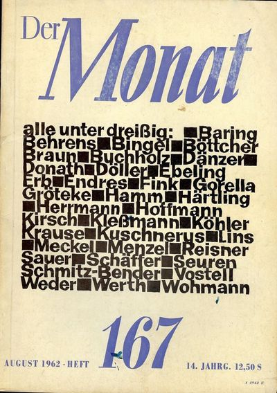 DER MONAT EINE INTERNATIONALE ZEITSCHRIFT, AUGUST 1962