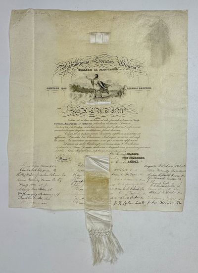 ORIGINAL 19th CENTURY "WASHINGTONIAN SOCIETY" CERTIFICATE