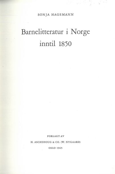 Barnelitteratur i Norge inntil 1850.