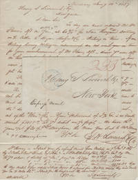 image of 1837 - "TO DAY WE HAVE ENDORSED Mr. WM FLEMMING'S DFT TO YOU . . . FOR NINE THOUSAND DOLLARS ON A/C COTTON TO HEYAN MACGEE. . .." An uncommon, triple-rate Express Mail letter used to provide timely and detailed purchasing instructions in the rapidly fluctuating cotton market
