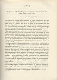 Researches in Spectrum-Analysis in Connexion with the Spectrum of the Sun. I & II" (Philosophical Transactions of the Royal Society of London, Vol. 163 for the Year 1873, pp. 253-279, 639-658)