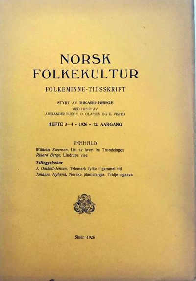 Folkeminne-Tidsskrift. Hefte 3-4. 1926 - 12.…