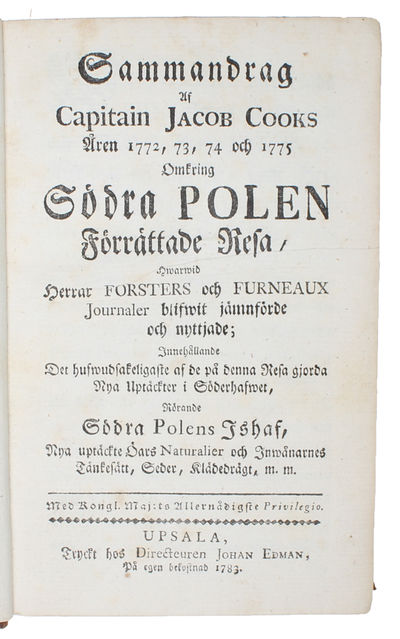 Sammandrag af Capitain Jacob Cooks åren 1772, 73,…