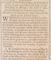 Dunlap&#039;s American Daily Advertiser.  February 26, 1791. by [Bank of the United States.] - 1791