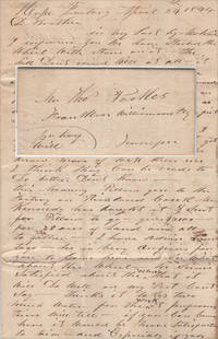 1844 - Slave-carried-letter between the owners of a Tennessee textile and grist mill by W [William] to Tho [Thomas] Parkes - 1844