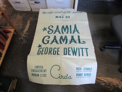 Large Mailer Flyer Advertising a Show by Samia Gama at Ciro's in Hollywood