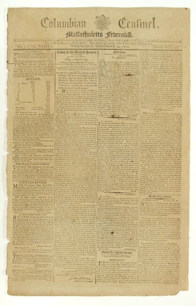 Columbian Centinel. Whole No. 1728. No. 7 of vol. XXXIV
