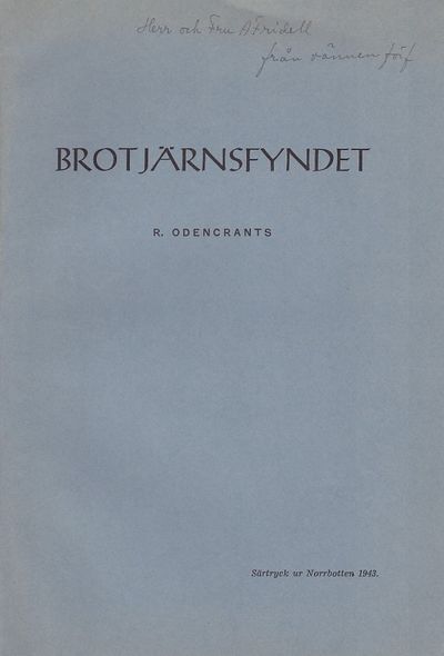 Brotjärnsfyndet. Särtryck ur Norrbotten 1943.
